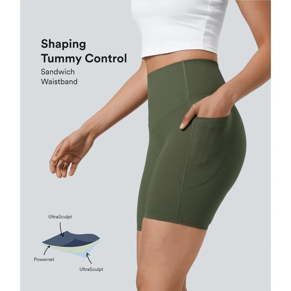 Halara UltraSculpt SoCinched High Waisted Tummy Control Biker Short XS